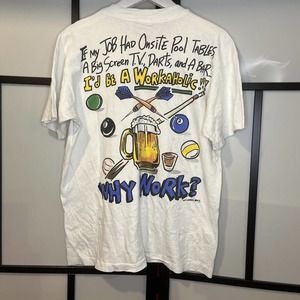 Vintage 1994 Why Work Street Buzz Short Sleeve T-Shirt Graphic Unisex Size Large